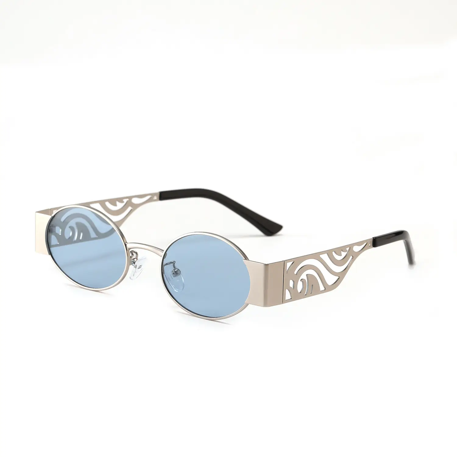 Women Oval Hollow Metal Sunglasses Pink Film European American - Image 2