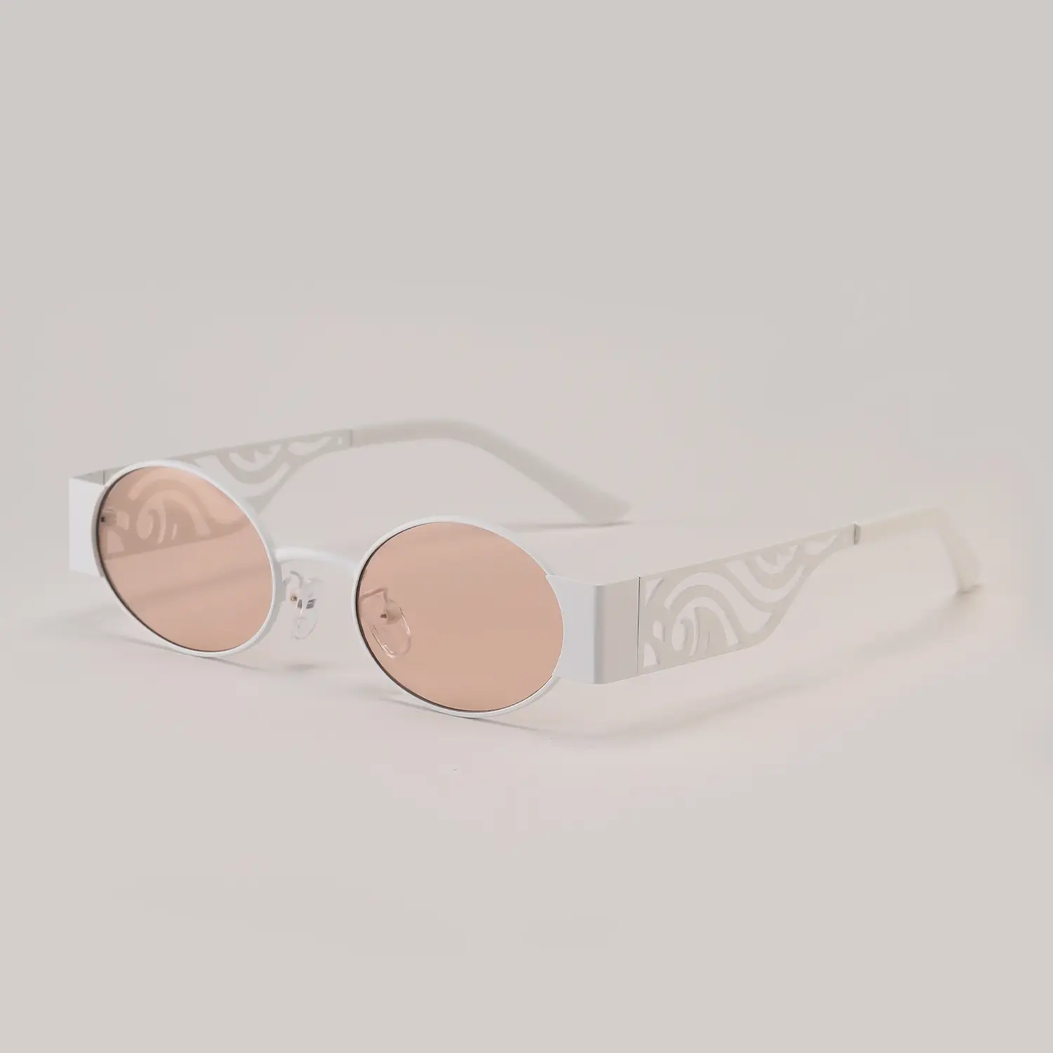 Women Oval Hollow Metal Sunglasses Pink Film European American - Image 5