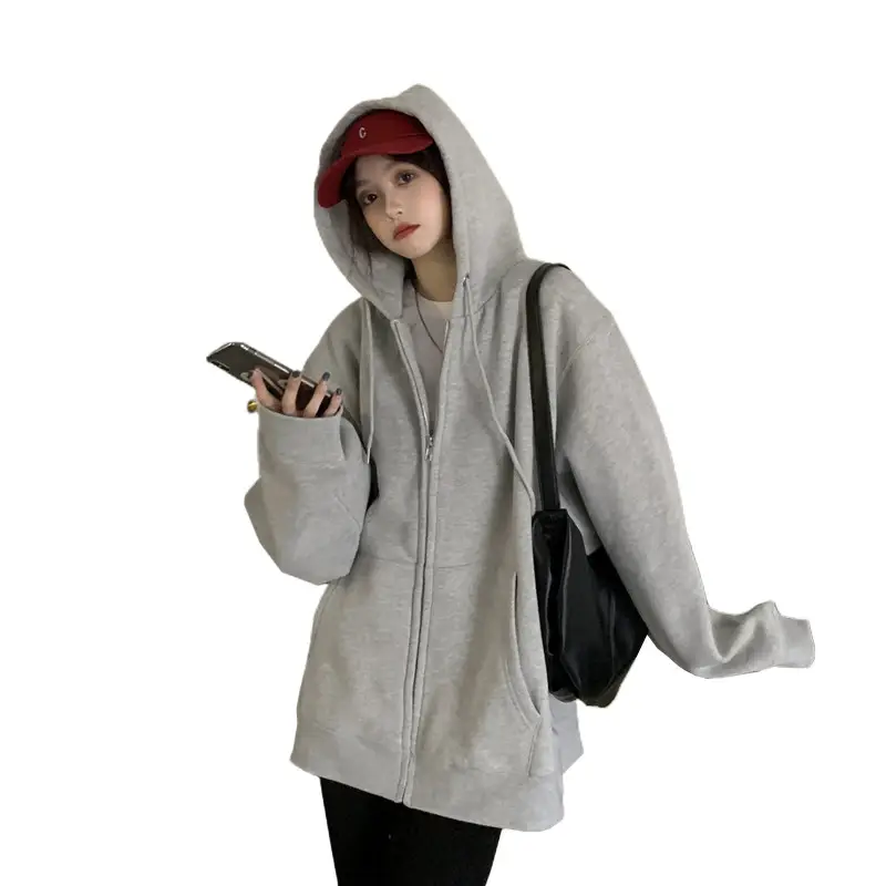 New Spring Oversize Grey Hooded Sweatshirt Women - Image 6