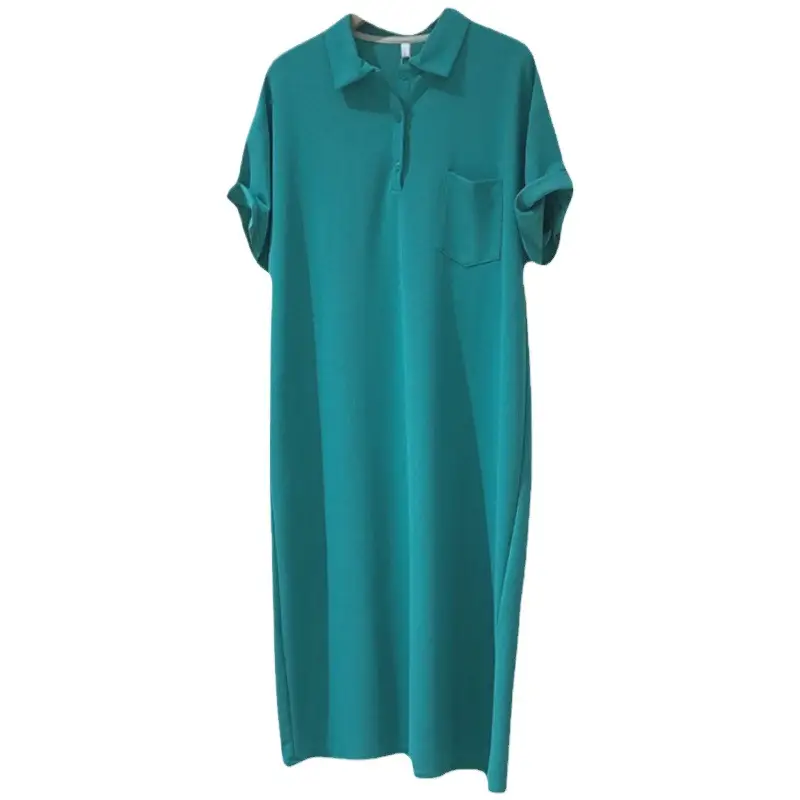 White & Grey Korean Polo Dress Plus Size - Image 16