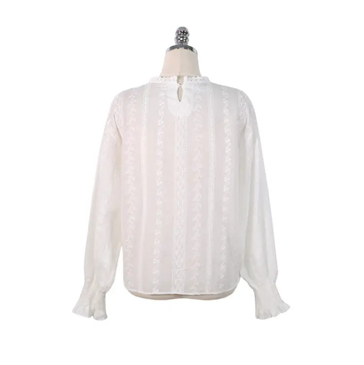 White Lace Long Sleeve Women's Shirt Spring Autumn - Image 4