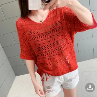 Women's Pink & Black Hollow Knit Two-Piece Top Set