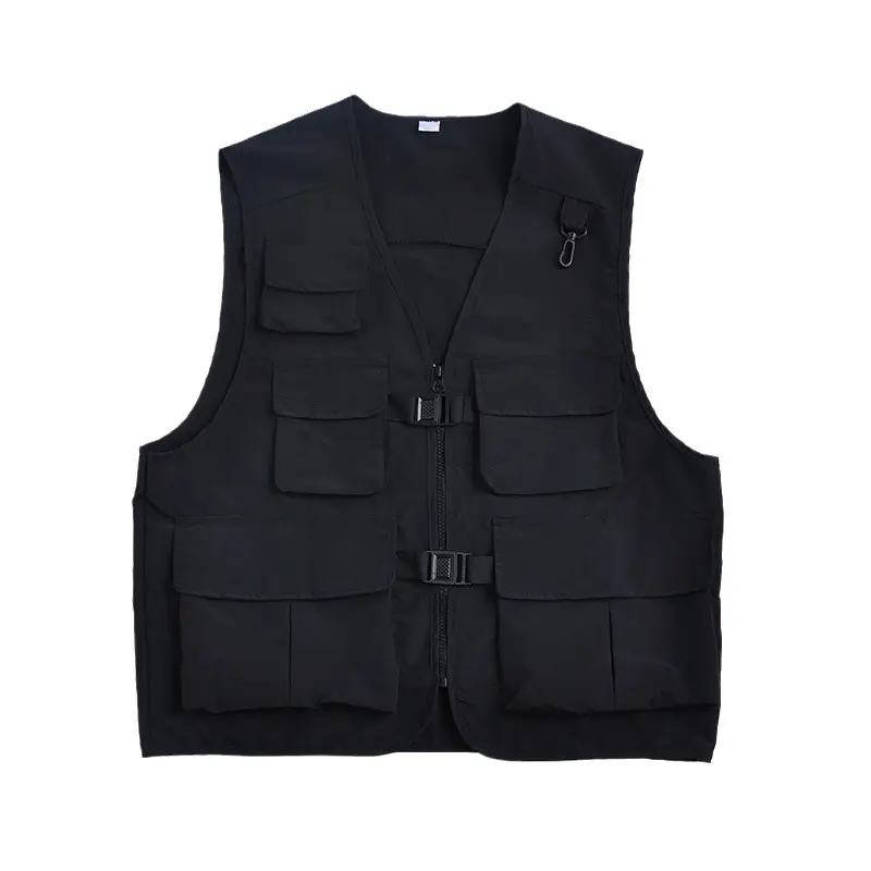 Men's Tactical Vest Dark Green Flannel Summer Thin Jacket - Image 9