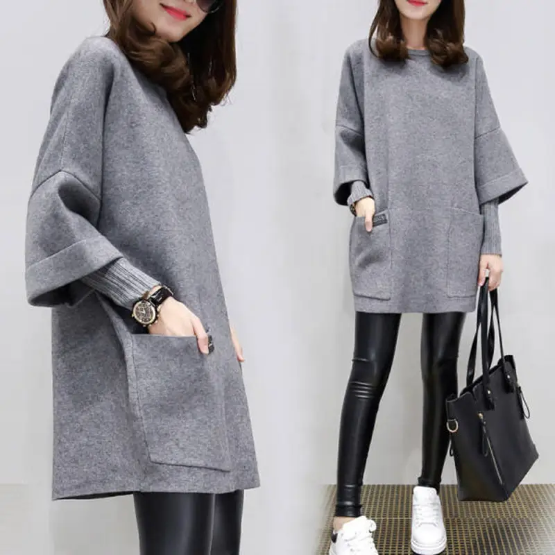 Women's Pink Long Sleeve Coat Large Size Loose Stitching