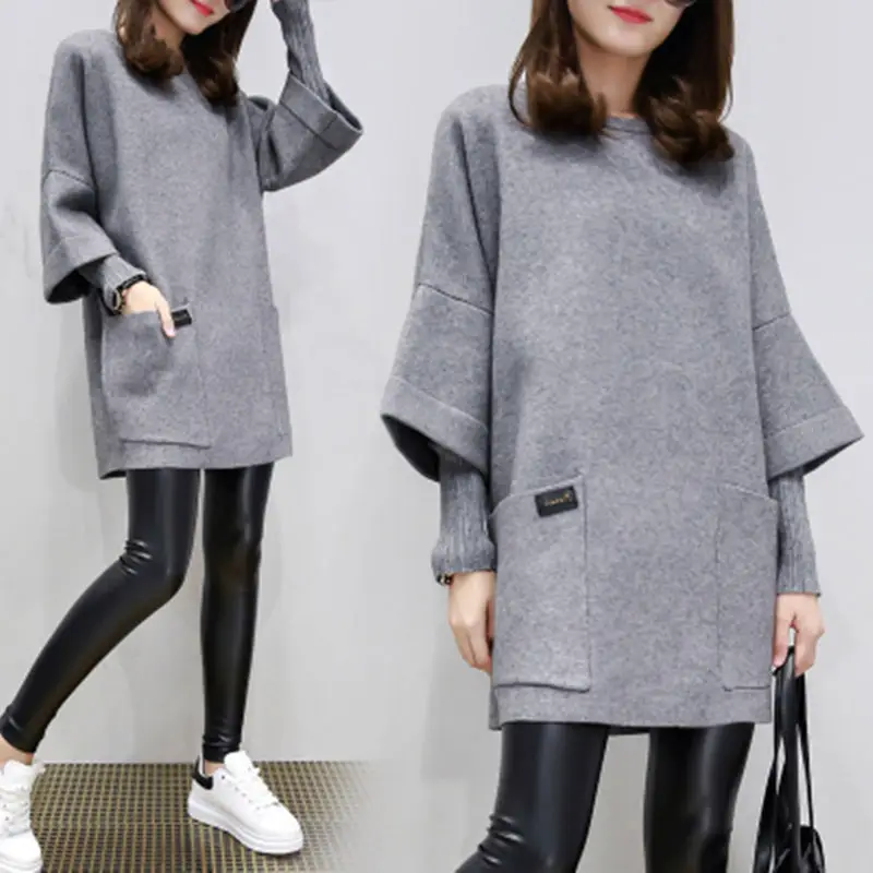 Women's Pink Long Sleeve Coat Large Size Loose Stitching