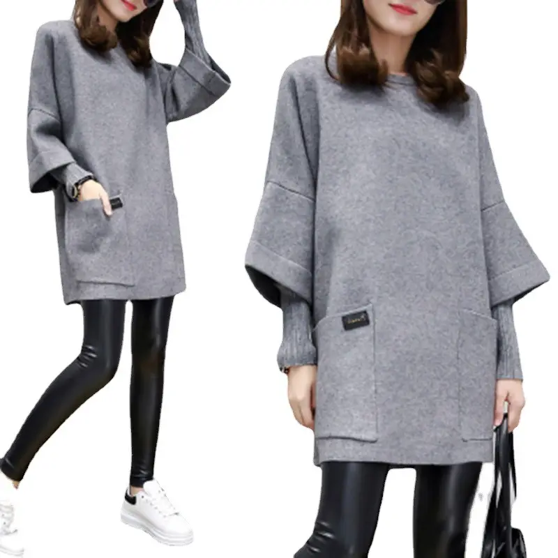 Women's Pink Long Sleeve Coat Large Size Loose Stitching