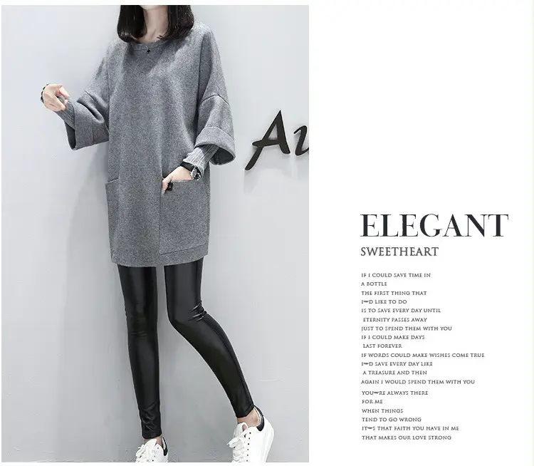 Women's Pink Long Sleeve Coat Large Size Loose Stitching — feature 4