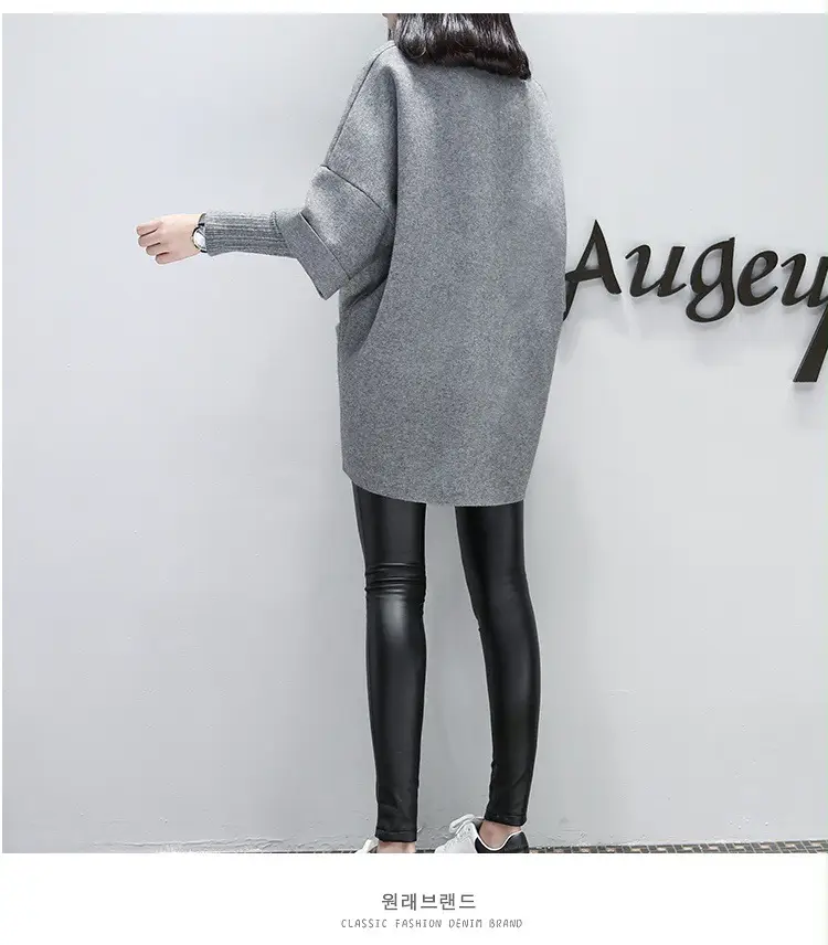 Women's Pink Long Sleeve Coat Large Size Loose Stitching — feature 6