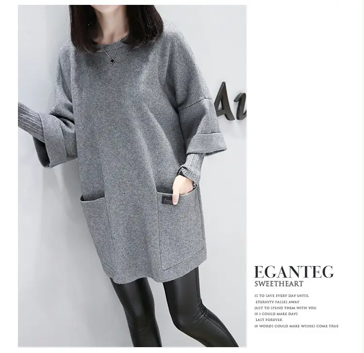 Women's Pink Long Sleeve Coat Large Size Loose Stitching — feature 7