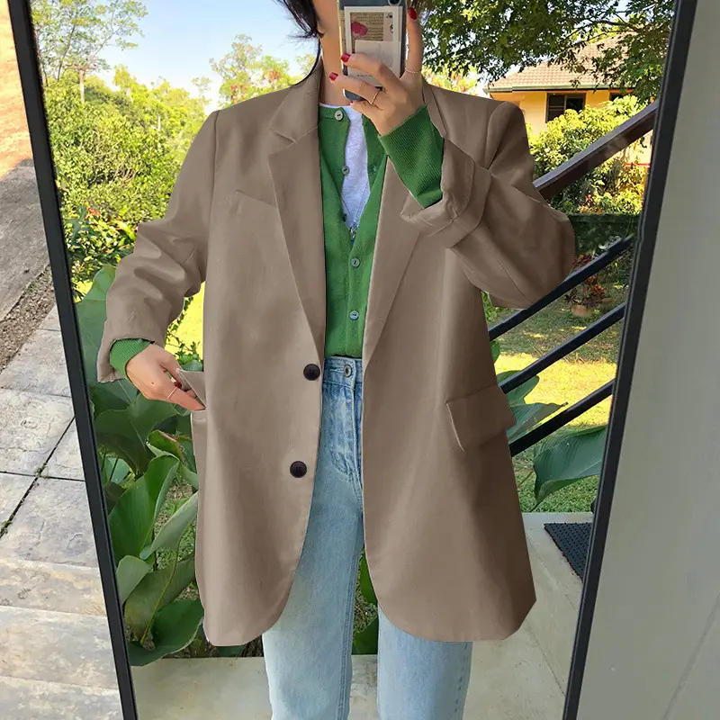 Petite Korean Style Loose Fit Blazer Pink Spring Autumn 2026 - Image 2
