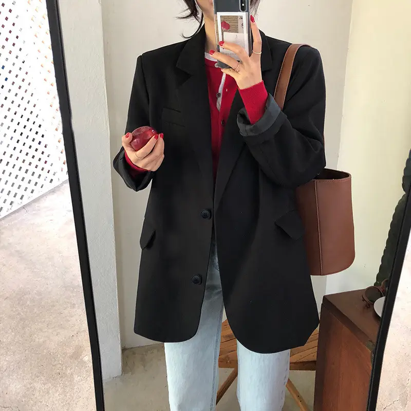 Petite Korean Style Loose Fit Blazer Pink Spring Autumn 2026 - Image 4