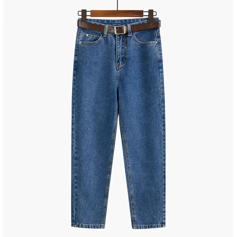 Women's Blue Denim Jeans Slim Fit Plus Size Radish Harem - Image 3
