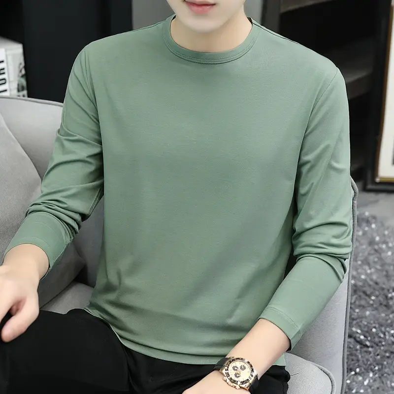 Men Long Sleeve Grey T-Shirt Skin Friendly Breathable - Image 11