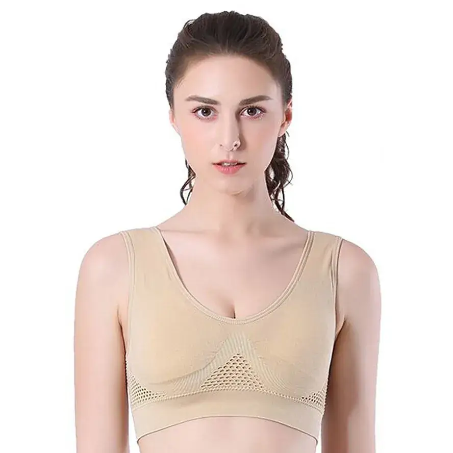Maroon Hollow Mesh Sports Bra Large - Image 15