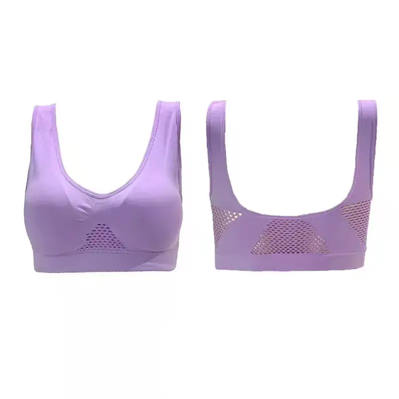 Plus Size Hollow Mesh Wireless Yoga Bra Red - Image 4