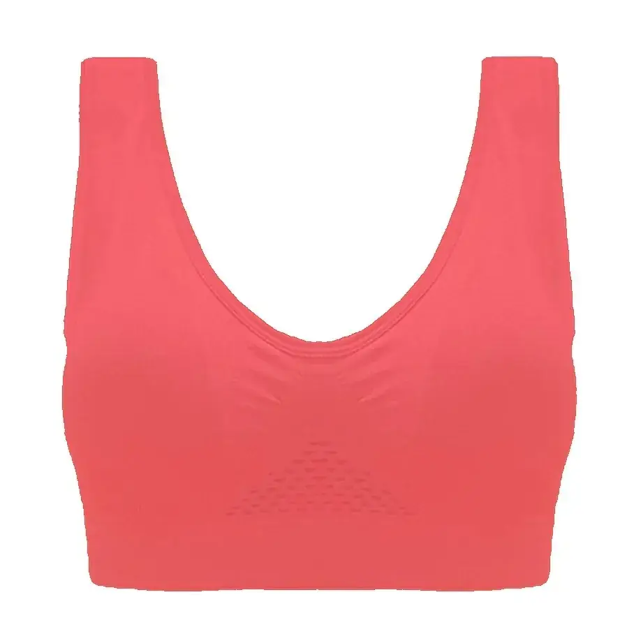 Plus Size Hollow Mesh Wireless Yoga Bra Red - Image 5