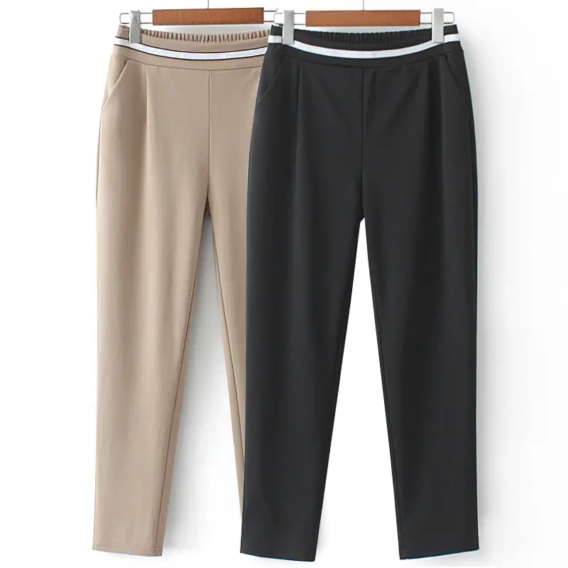 Black Elastic Waist Harem Pants for Women Plus Size - Image 3