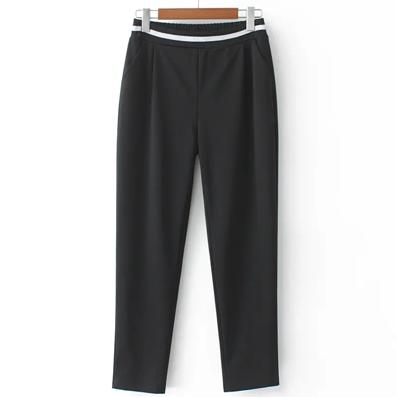 Black Elastic Waist Harem Pants for Women Plus Size - Image 7