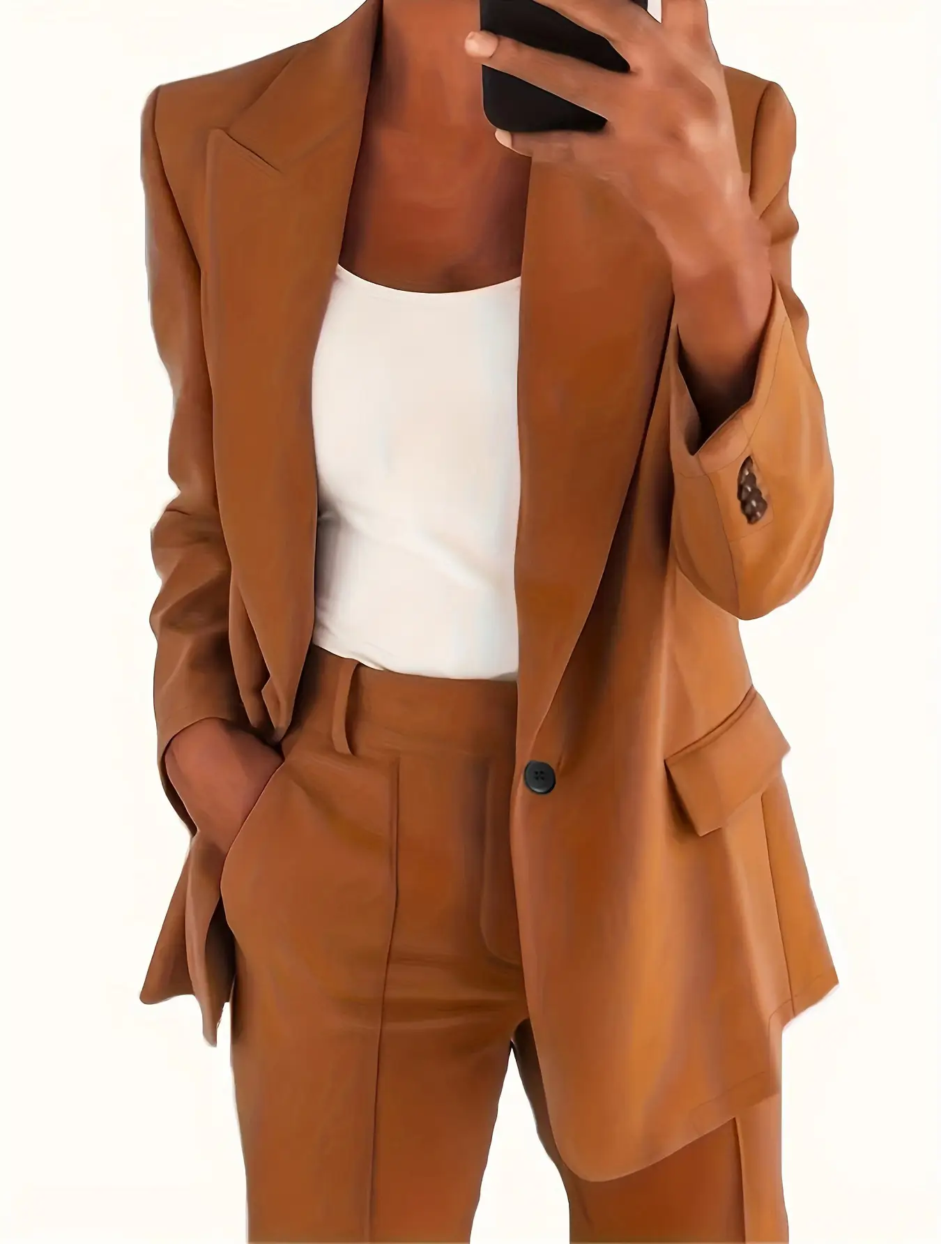 2024 Women's Pink Slim Fit Lapel Blazer Suit - Image 8