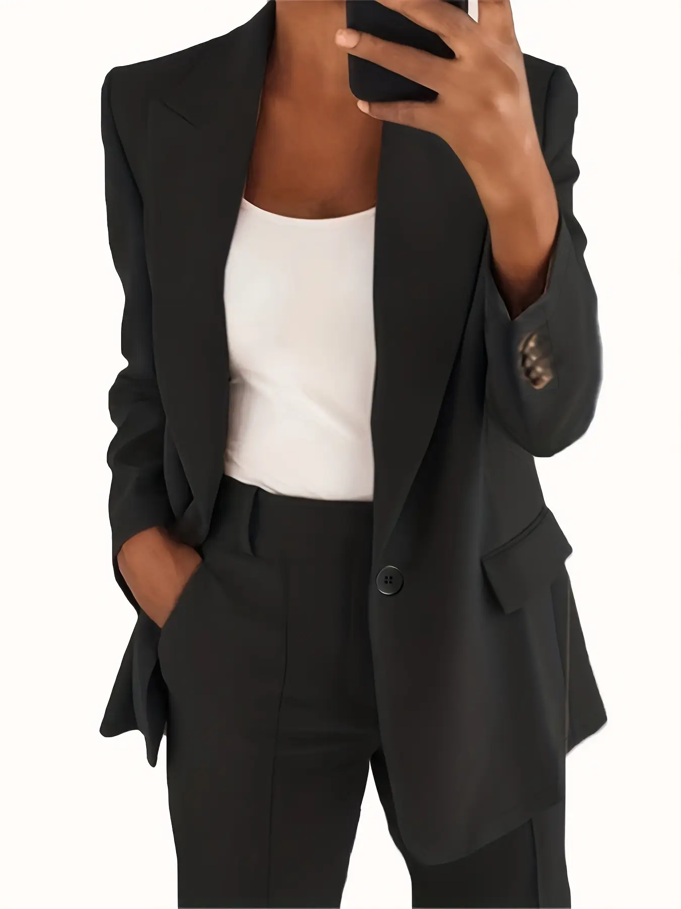 2024 Women's Pink Slim Fit Lapel Blazer Suit - Image 4