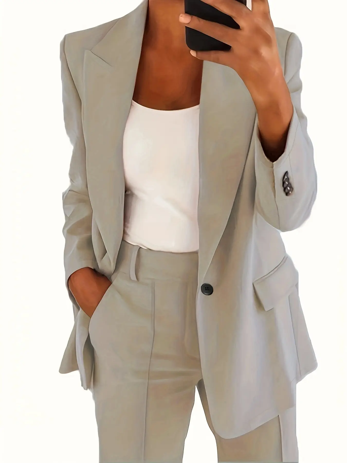 2024 Women's Pink Slim Fit Lapel Blazer Suit - Image 7