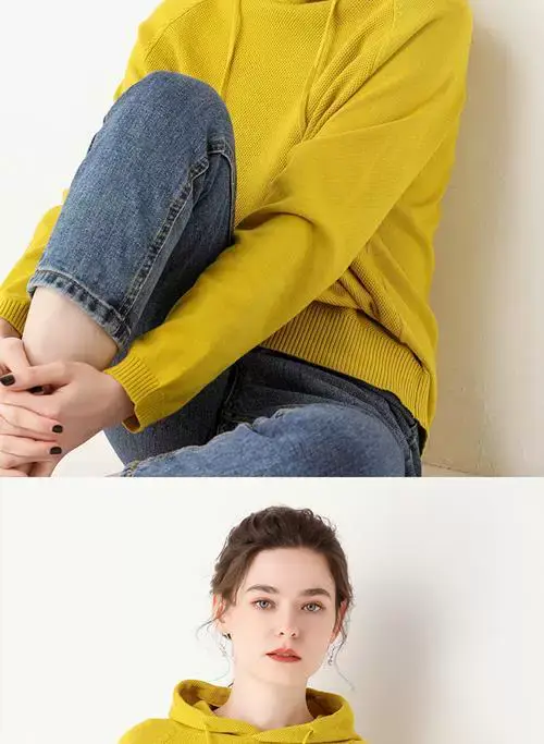 Women's Red Hooded Sweatshirt Knitted Cotton Loose Lazy Style — feature 11
