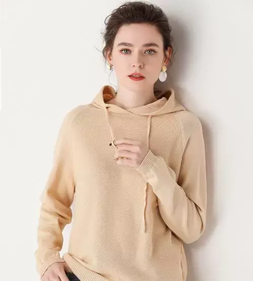 Women's Red Hooded Sweatshirt Knitted Cotton Loose Lazy Style — feature 13