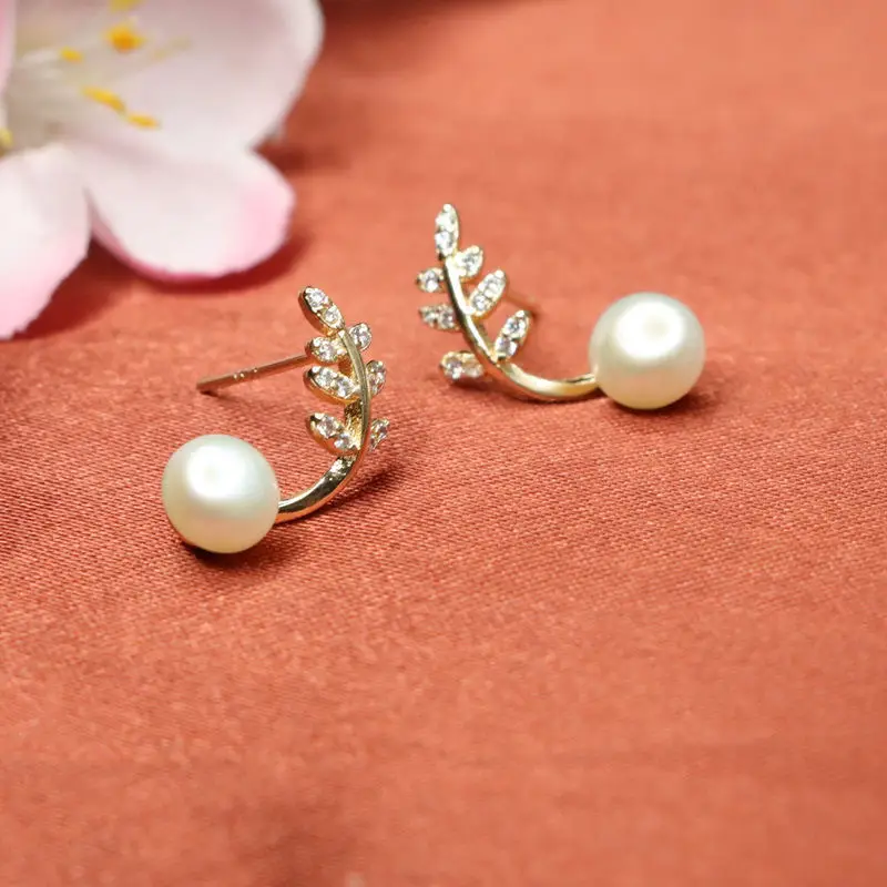 Guan Yu Earrings Freshwater Pearl Vine Leaf Design — feature 12