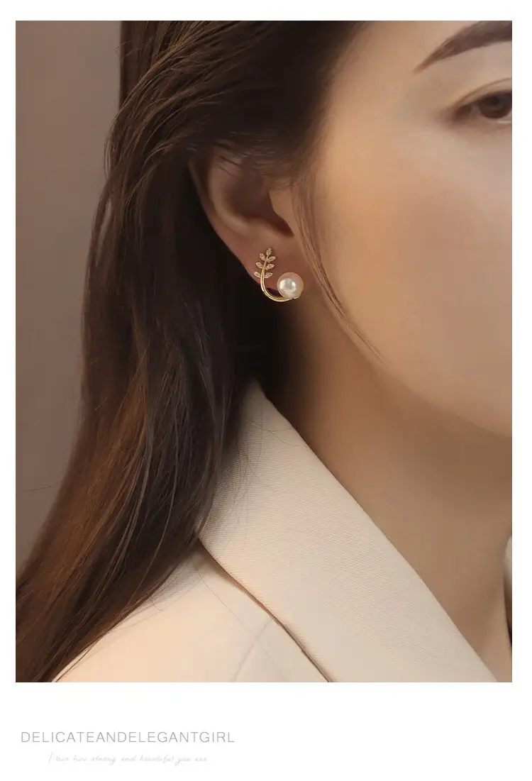 Guan Yu Earrings Freshwater Pearl Vine Leaf Design — feature 18