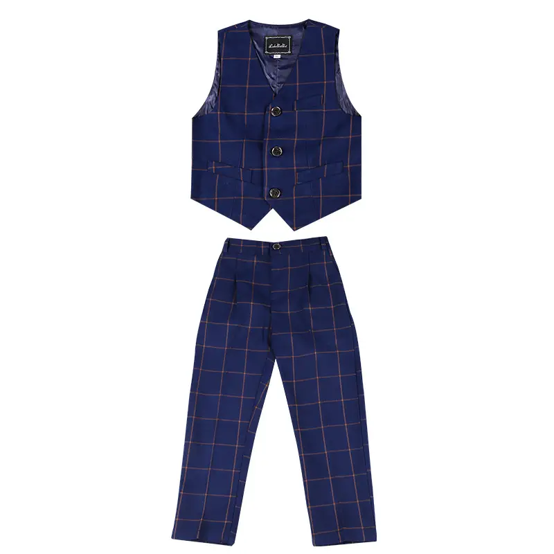 Children's Dress Boys Add Fat and Increase Vest Three-Piece Set Fat Children Piano Host Catwalk Performance Dress One-Piece