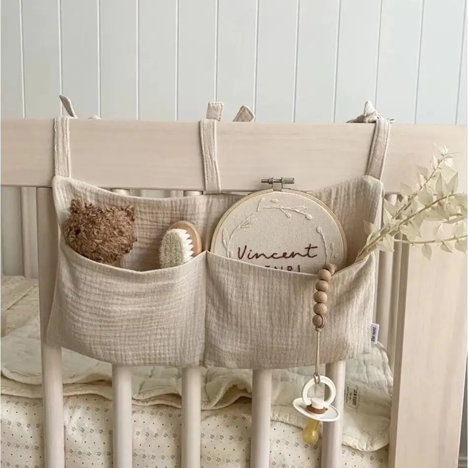 Pure Cotton Baby Storage Bag Beige Stroller Toy Bag - Image 18