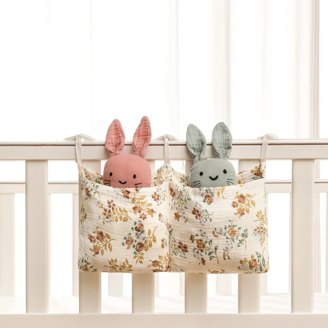 Pure Cotton Baby Storage Bag Beige Stroller Toy Bag - Image 12
