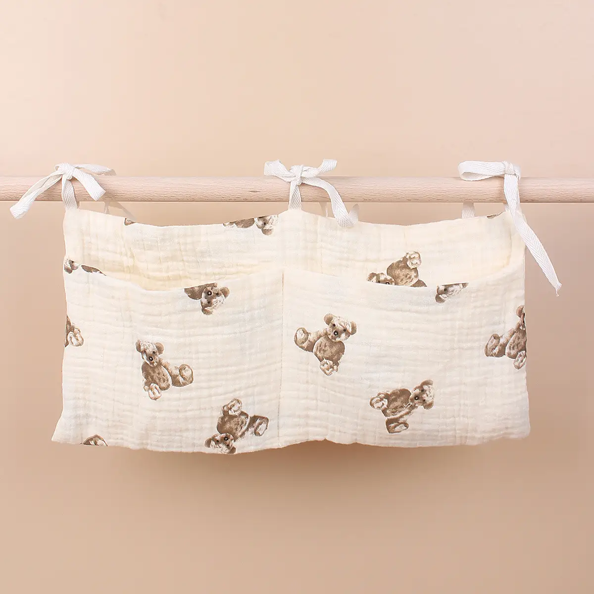 Pure Cotton Baby Storage Bag Beige Stroller Toy Bag - Image 9