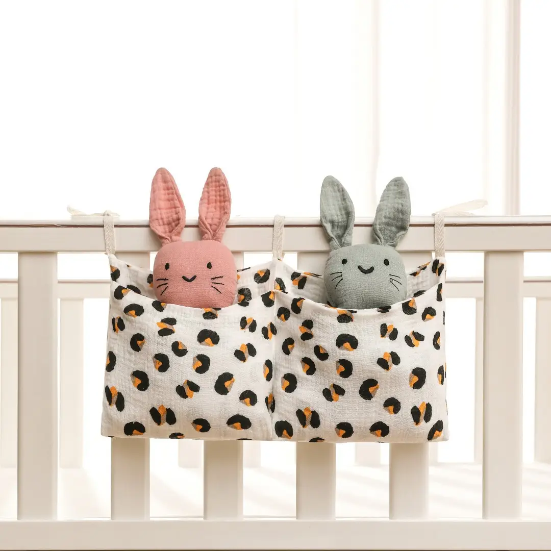 Pure Cotton Baby Storage Bag Beige Stroller Toy Bag - Image 11