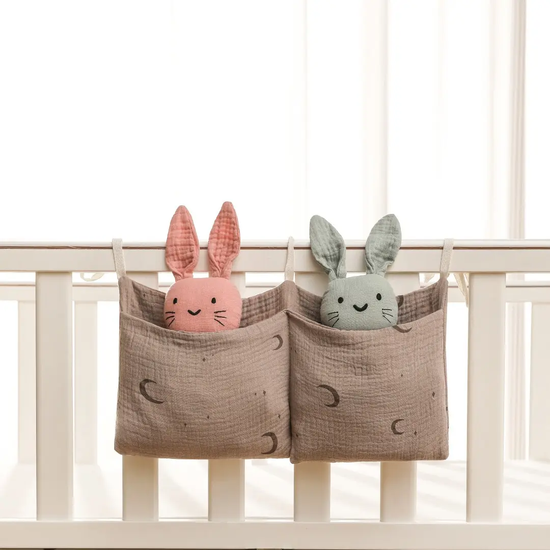 Pure Cotton Baby Storage Bag Beige Stroller Toy Bag - Image 13