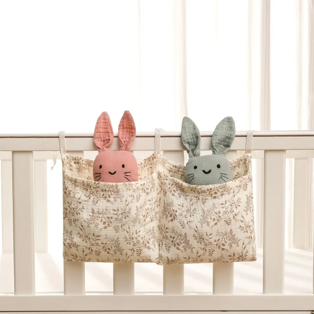Pure Cotton Baby Storage Bag Beige Stroller Toy Bag - Image 14
