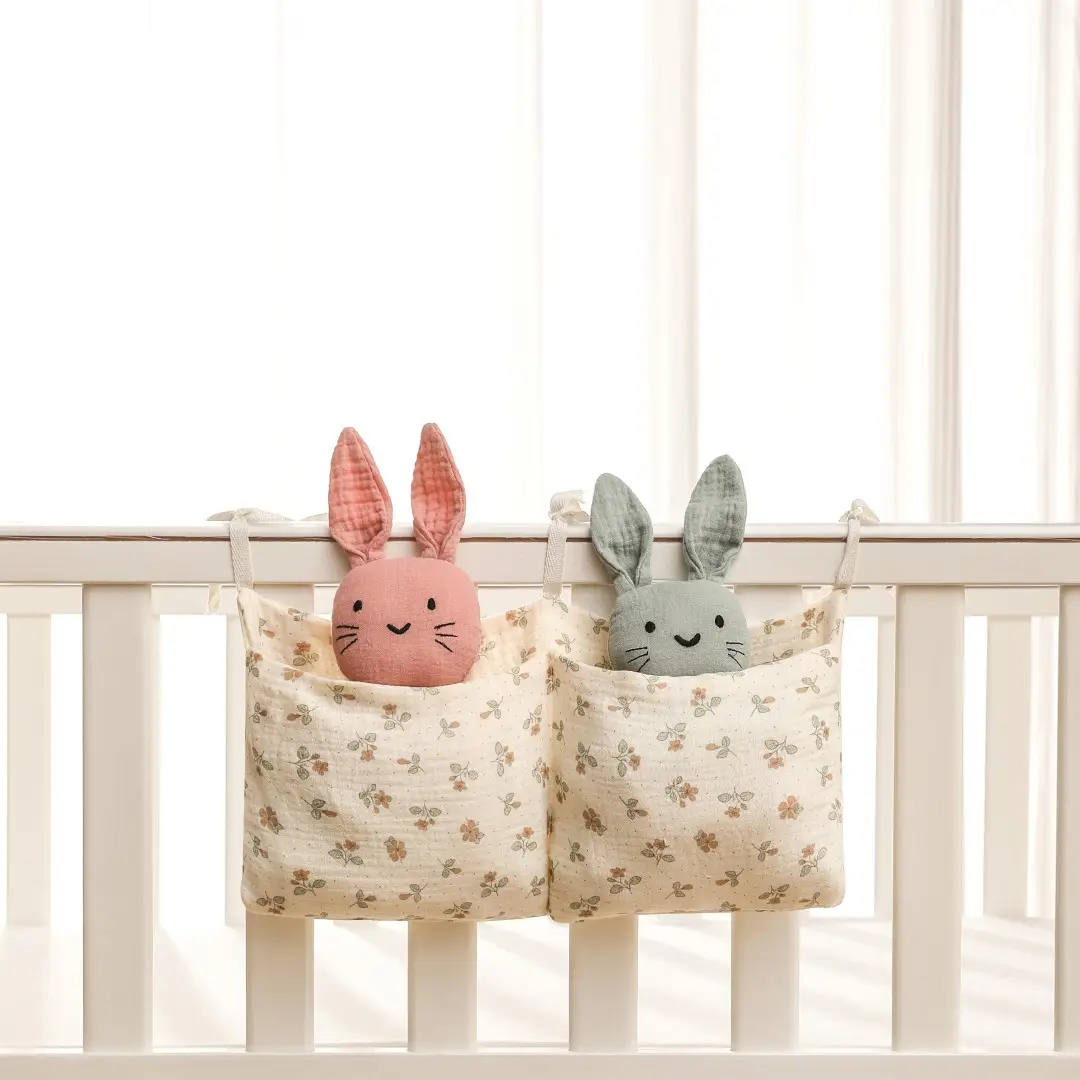 Pure Cotton Baby Storage Bag Beige Stroller Toy Bag - Image 15