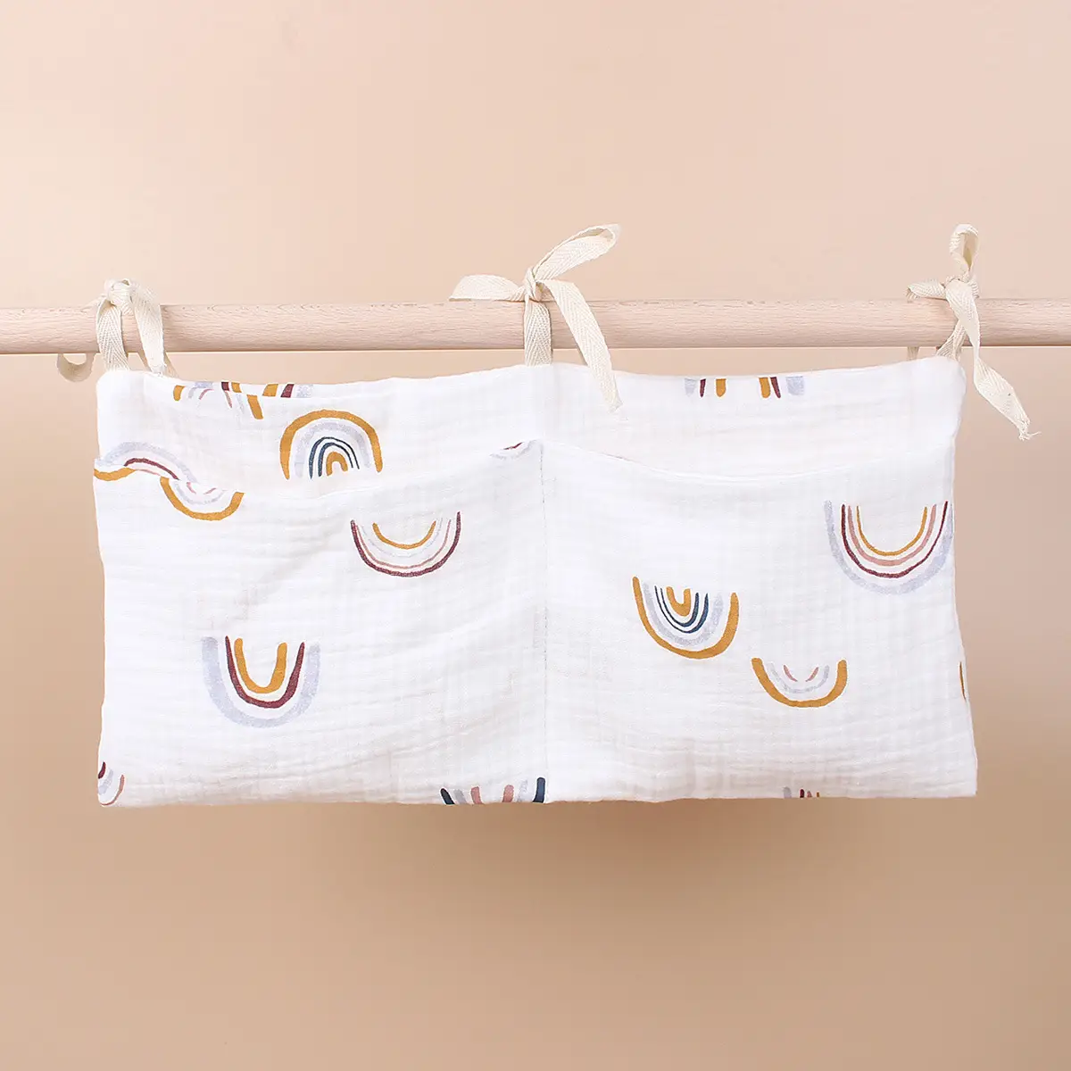 Pure Cotton Baby Storage Bag Beige Stroller Toy Bag - Image 8