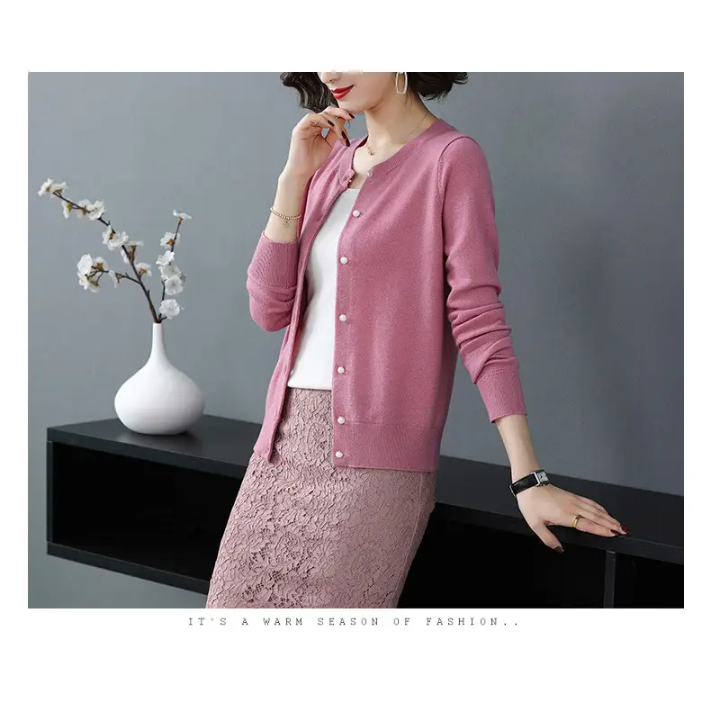 Women's Blue Knitted Cardigan Spring Autumn Casual Wear — feature 10