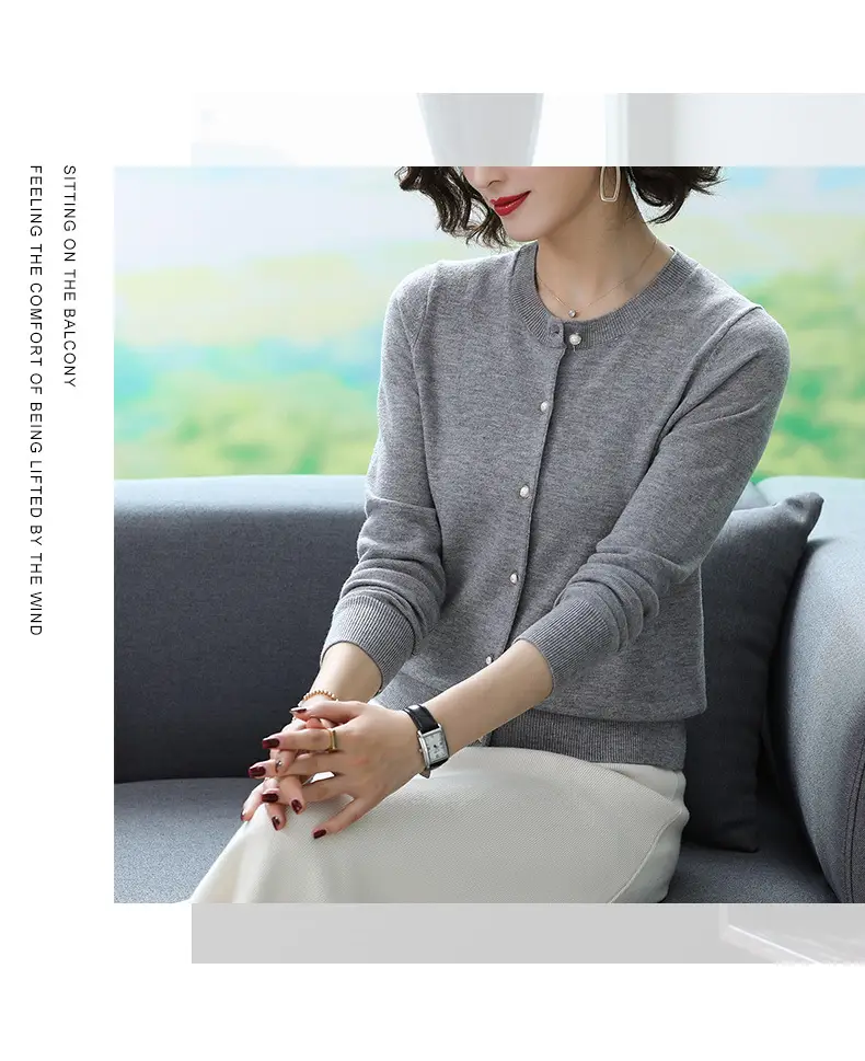 Women's Blue Knitted Cardigan Spring Autumn Casual Wear — feature 12