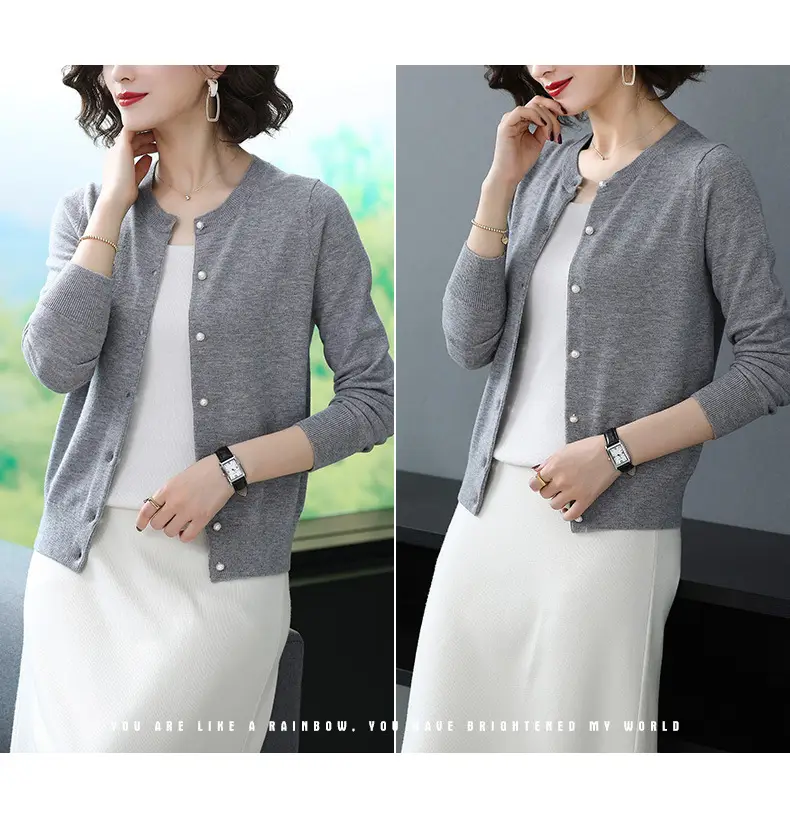Women's Blue Knitted Cardigan Spring Autumn Casual Wear — feature 13