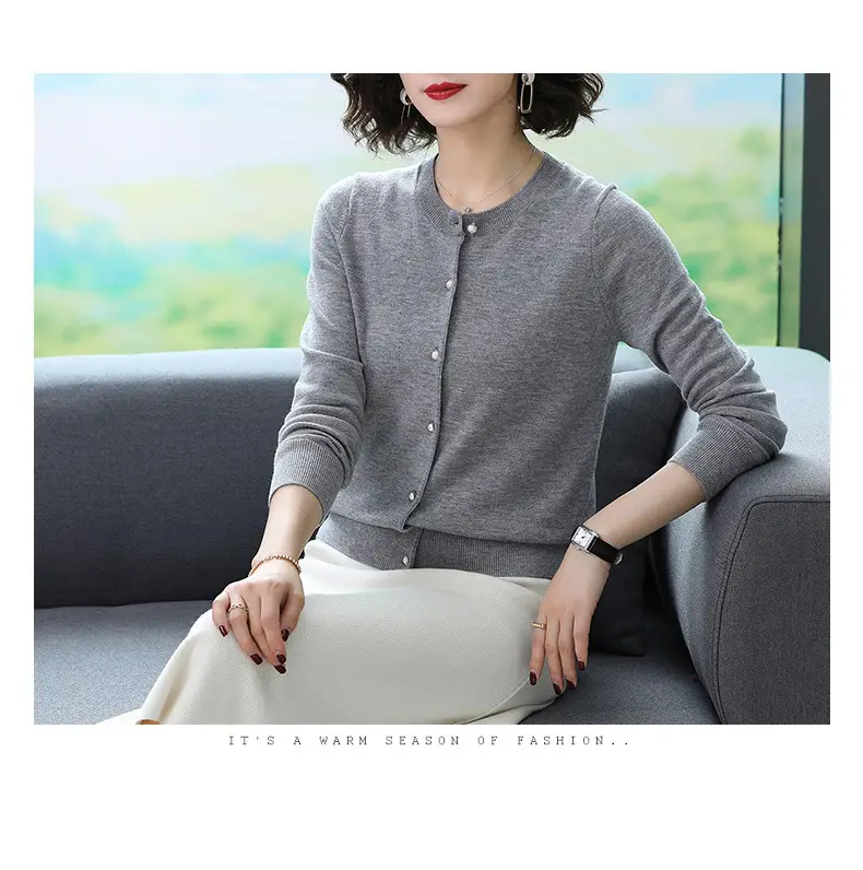 Women's Blue Knitted Cardigan Spring Autumn Casual Wear — feature 14