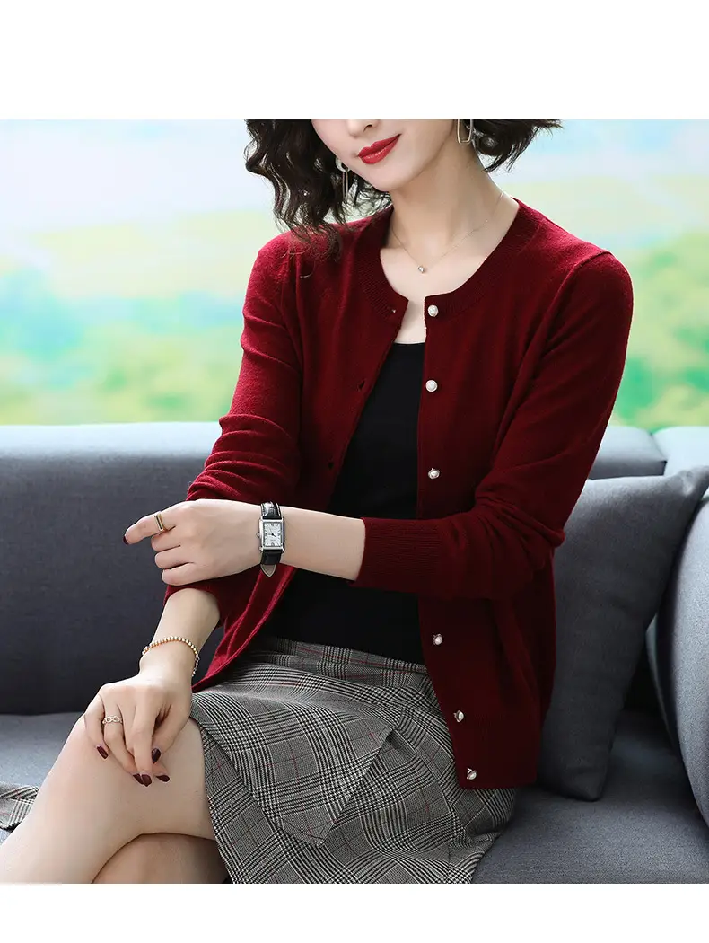 Women's Blue Knitted Cardigan Spring Autumn Casual Wear — feature 15