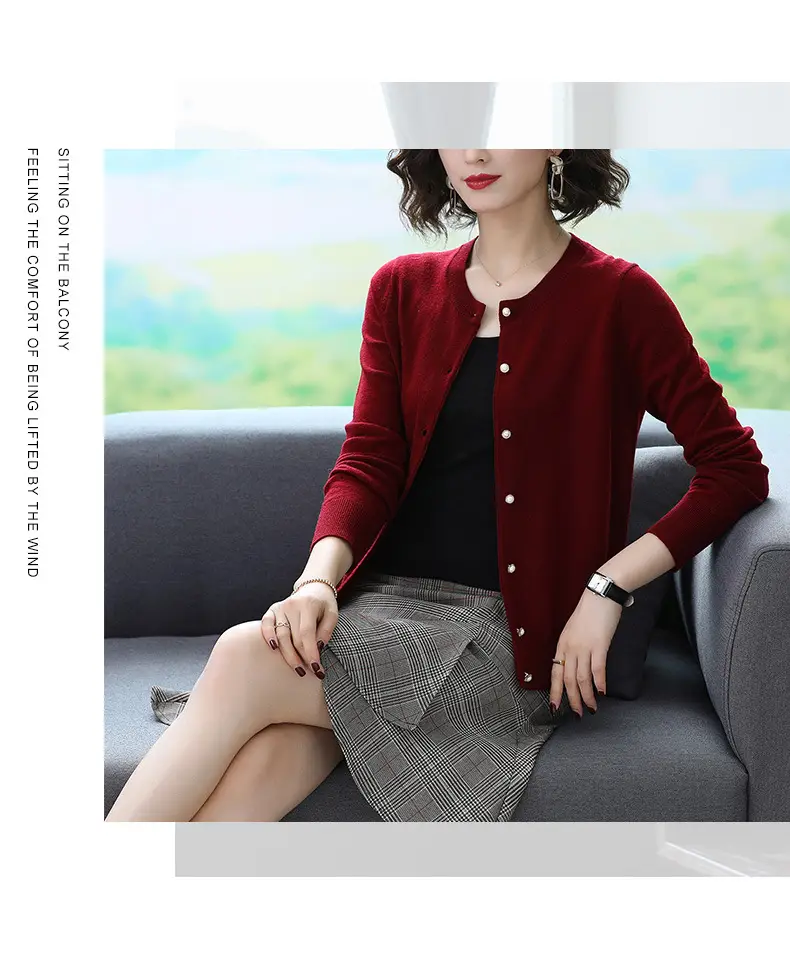 Women's Blue Knitted Cardigan Spring Autumn Casual Wear — feature 16