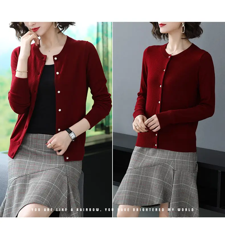 Women's Blue Knitted Cardigan Spring Autumn Casual Wear — feature 17