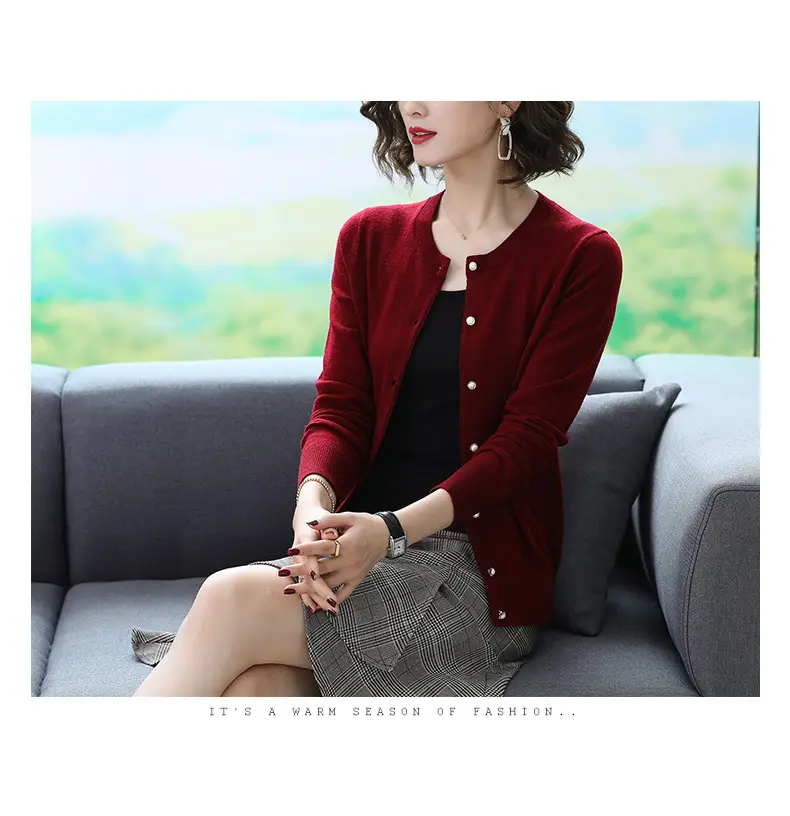 Women's Blue Knitted Cardigan Spring Autumn Casual Wear — feature 18