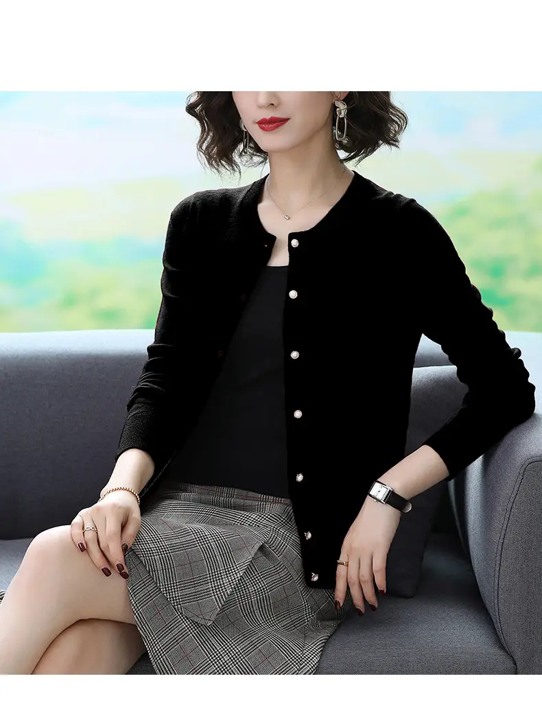 Women's Blue Knitted Cardigan Spring Autumn Casual Wear — feature 19