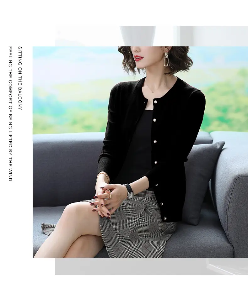 Women's Blue Knitted Cardigan Spring Autumn Casual Wear — feature 20