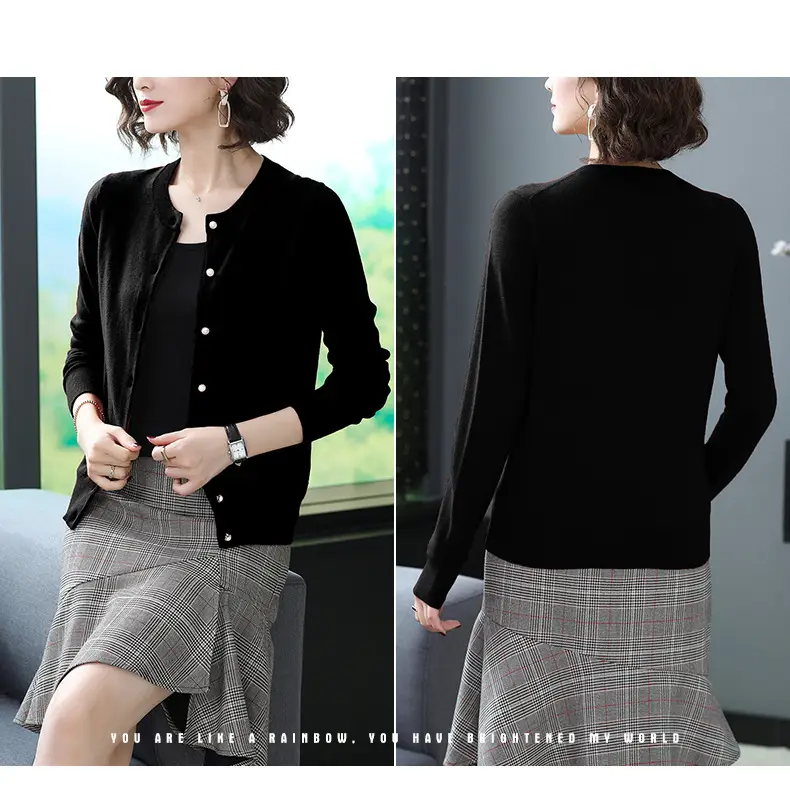 Women's Blue Knitted Cardigan Spring Autumn Casual Wear — feature 21
