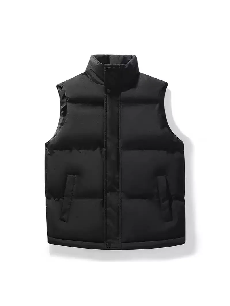 Men's Black Puffer Vest Shoulder Waistcoat Style